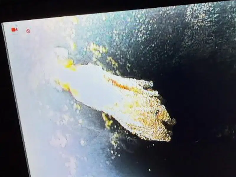 Camera monitor showing pipe interior during leak inspection for leak detection in Stanton