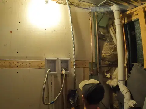 Plumbing repair work area with exposed pipe and tools for index in Stanton for thumb loc stanton central 001